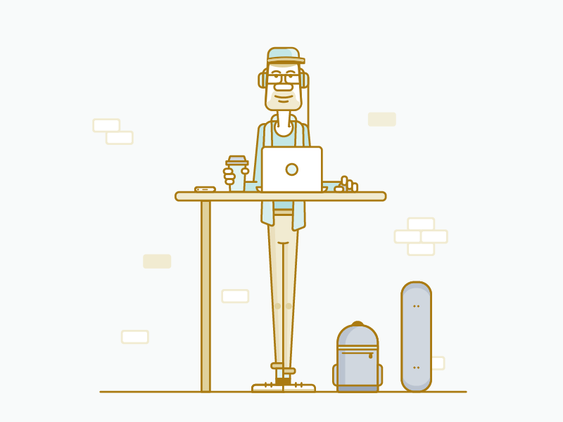 Hipster moves ae animation character coffee design desk gif headphone hipster illustration office work