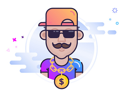 Ka-Ching! character cool design dollar dude flat gangster hipster illustration kaching line money