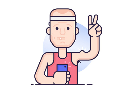 Gym Selfie character design flat gym health illustration instagram line mobile phone photo selfie