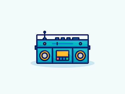 Retro Boombox boombox cassette entertainment flat fm icon illustration line music radio recording retro