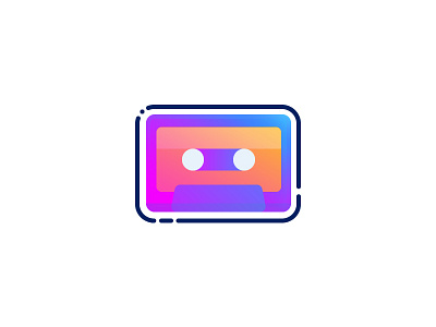 Casette 80s casette colour design flat icon illustration line music ui ux retro