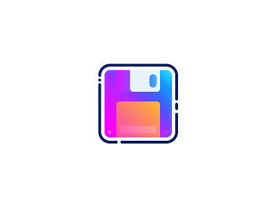 Save colour design flat gradient icon illustration line retro save ui ux