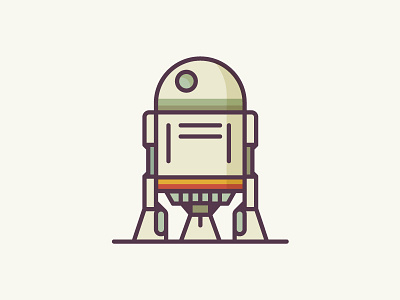 Retro R2D2 2d flat icon illustration jedi space spot starwars stormtrooper ui ux vector