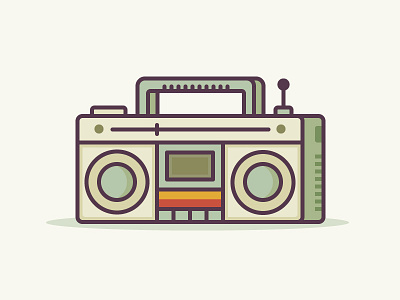 Retro Radio 2d cassette flat fm icon illustration line music radio retro ui vector