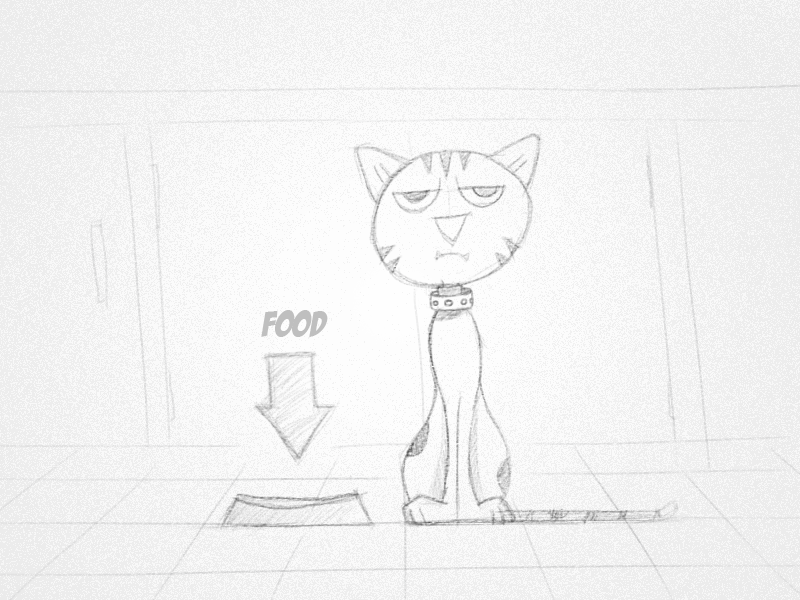 Hangry Cat 2d animation cat character design drawing hungry meow