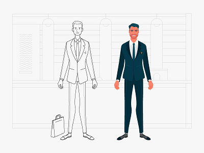 Style Test 2d animation character design explainer flat illustration line manager style suit vector