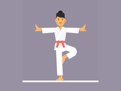 Karate Kid 2d action activity character defence design flat hero illustration karate kid vector