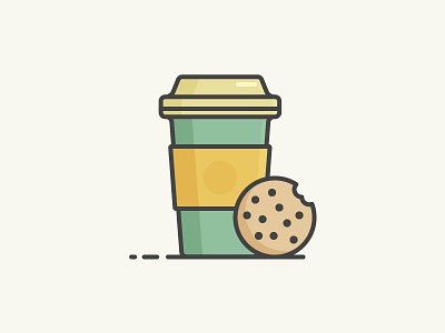 Coffee & cookie 2d character coffee design flat illustration line monday morning outline vector work