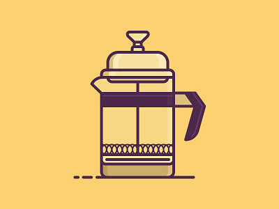 Coffee Plunger 2d coffee coffeepot design flat illustration kettle line morning outline plunger vector