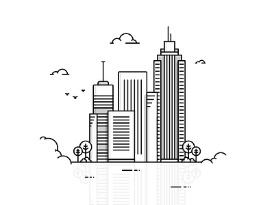 City architecture city drawing graphic icon illustration line minimal skyline vector