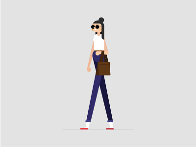 Hipster lady 2d character chic cool design flat hipster illustration lady