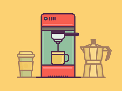Coffee Please 2d character coffee coffee machine design flat illustration line morning outline vector work