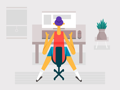 Feeling Crabby... 2d character computer design desk flat illustration lady office vector work