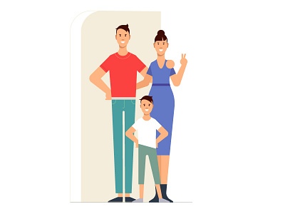 Happy Family 2d character design dude family flat happy hipster illustration kid lady style vector