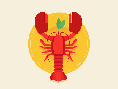 Lobster character design flat icon illustration lobster vector