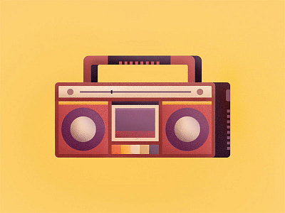 Retro Radio casette design flat icon illustration music radio texture vector