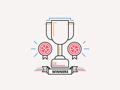 Dribbble Winners 2d champ design flat icon illustration line trophy ui ux vector winner