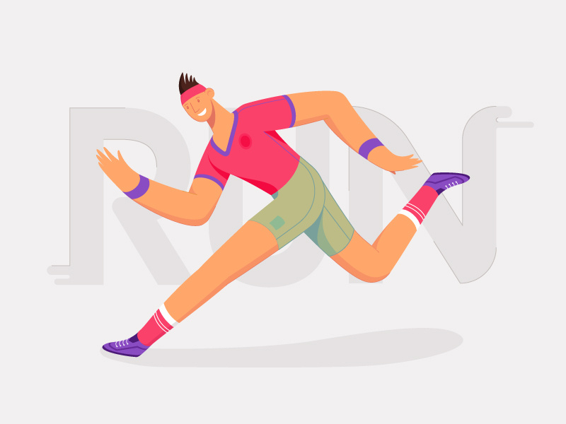 It's Monday!!! Run.... dude sport chase deadline office fitness fit run character 2d flat vector design illustration