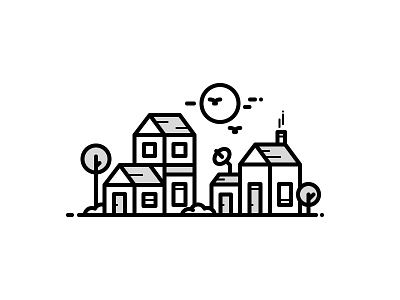 Da Hood 2d city design flat home hood house icon illustration line neigborhood people trees vector village