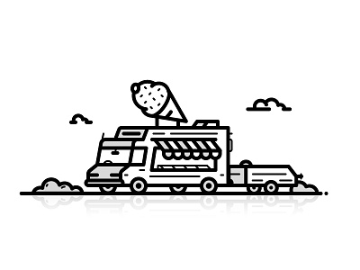Ice Cream Truck 2d design flat flavour fun holiday icecream icon illustration kids line summer sun truck vector