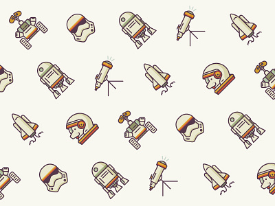 Retro Space Icon Set 2d character design flat icon illustration line robot rocket space stamp starwars vector walle wallpaper