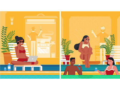 Style Test 2d barbecue character chill design flat food fun illustration line party people pool pool party remote resort vector work