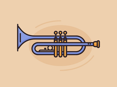 Blow thy trumpet 2d band design flat icon illustration line music socialmedia trumpet ui ux vector