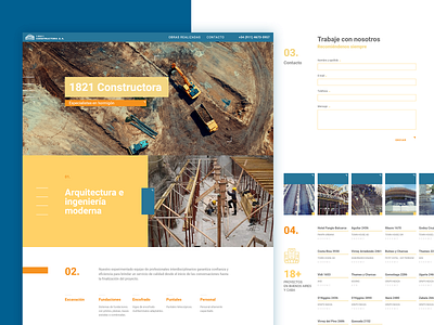 1821 Construction CO . Website blue and yellow construction landingpage webdesign website