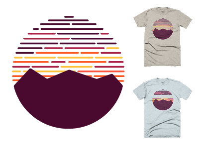 Mountain Sunset cotton bureau flat icon logo mountain sunset tshirt vector