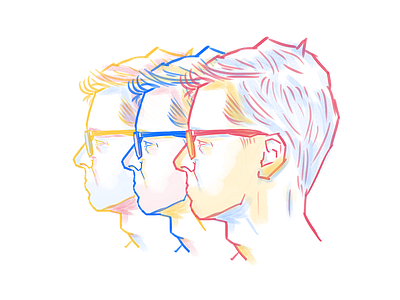 Self portrait in 3 colors design illustration photoshop portrait sketch