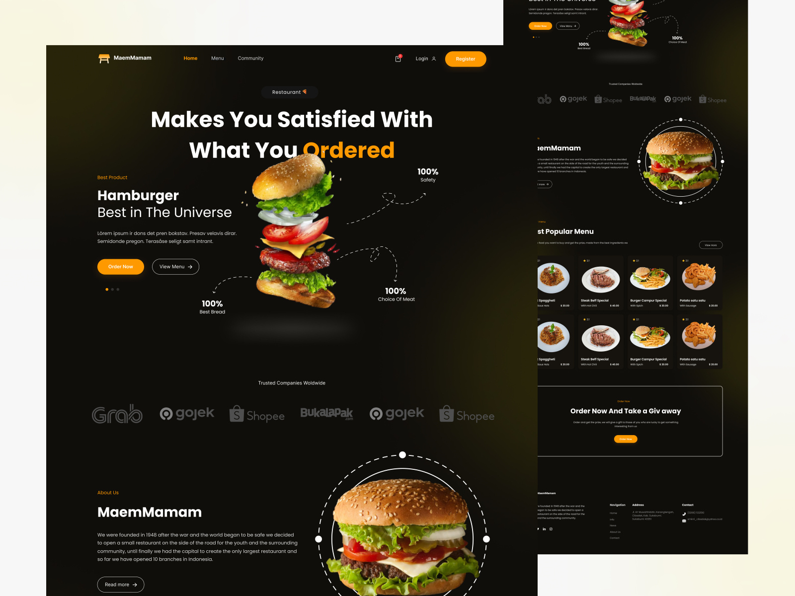 Order Food Landing page | MaemMamam by Purwa Adi Wicaksana on Dribbble