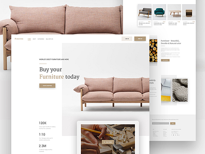 Furniture Ecommerce landing page clean e commerce furniture landing page minimal product sofa template ui ux web app website design