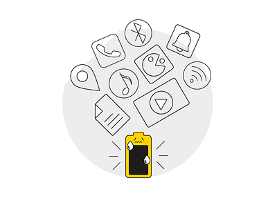 How Can You Make Your Phone Battery Last Longer? artwork drawing graphic icon illustration mobile technology telecommunication vector