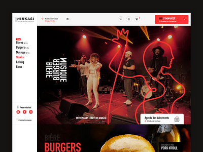 Ninkasi website agenda beer black branding burger conception event food homepage identity music red storytelling typography ui ux video webdesign website wip