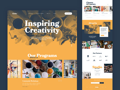 Globe Arts Studio adobe xd concept design homepage redesign typography web design