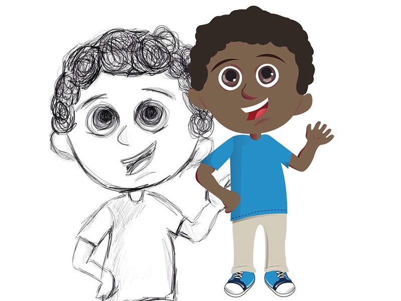 Coming To Life childrens book flat design african american boy cartoon kids book illustration boy