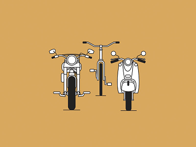 Commonplace Friends bicycle coffee commonplace illustration monoline moped motorcycle website website header