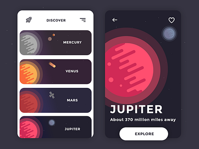 Planet Discovery app interface kyran leech planets space ui