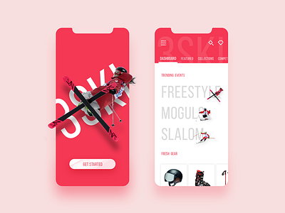 3SKI Mobile App ecommerce iphonex kyran leech mobile red ski sport ui