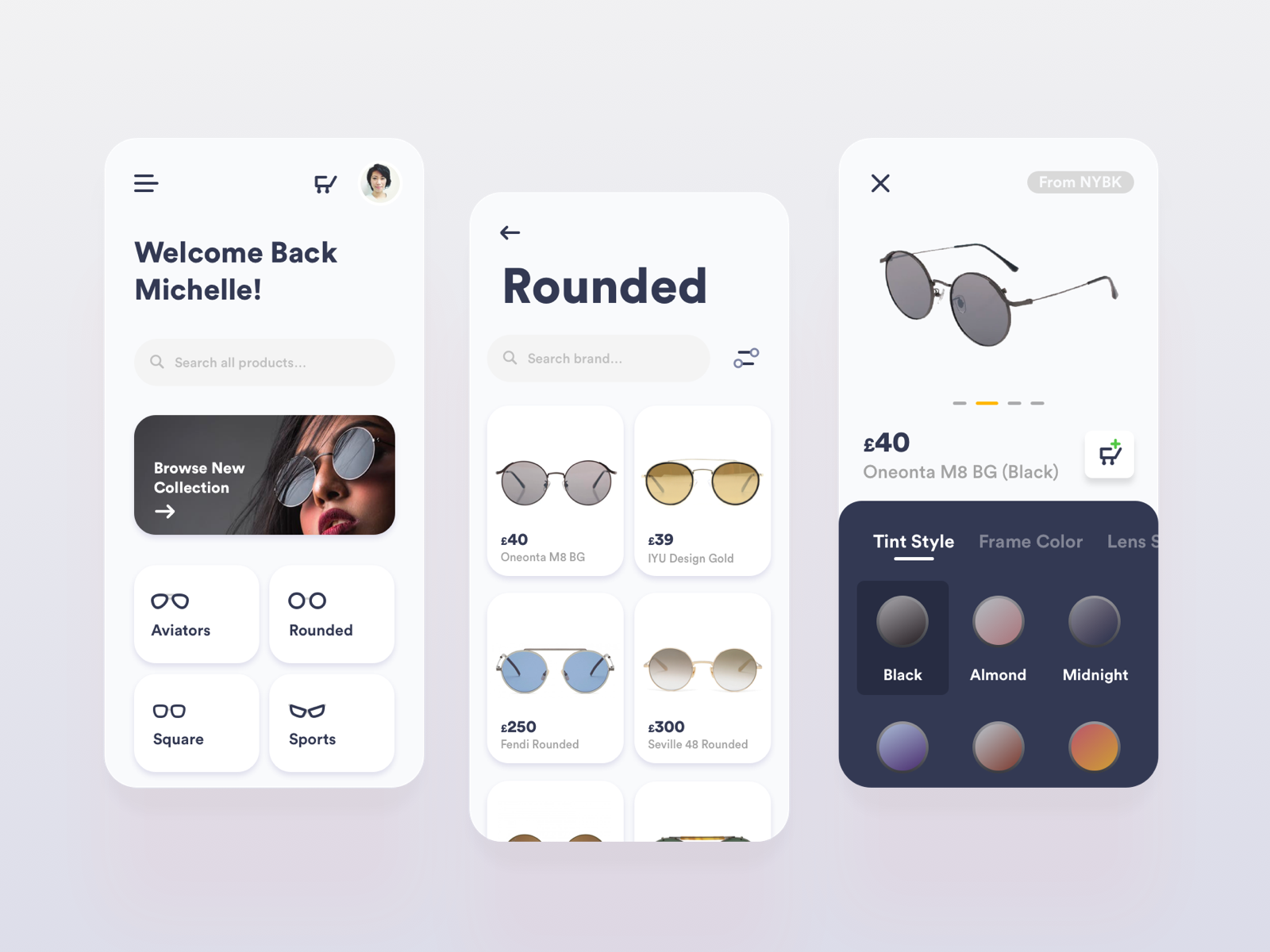 Sunglasses Mobile App by Kyran Leech on Dribbble