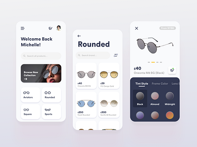 Sunglasses Mobile App design glasses interface ios kyran kyran leech leech light mobile sunglasses ui