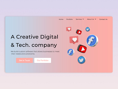 Digital Agency Landing Page Header Design digitalmarketing graphic design techcompany uiux uiweb webdesign