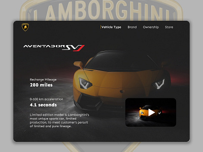 Lamborghini Landing Page avantador design lamborghini lamborghinidesign sportscar uiweb webdesign