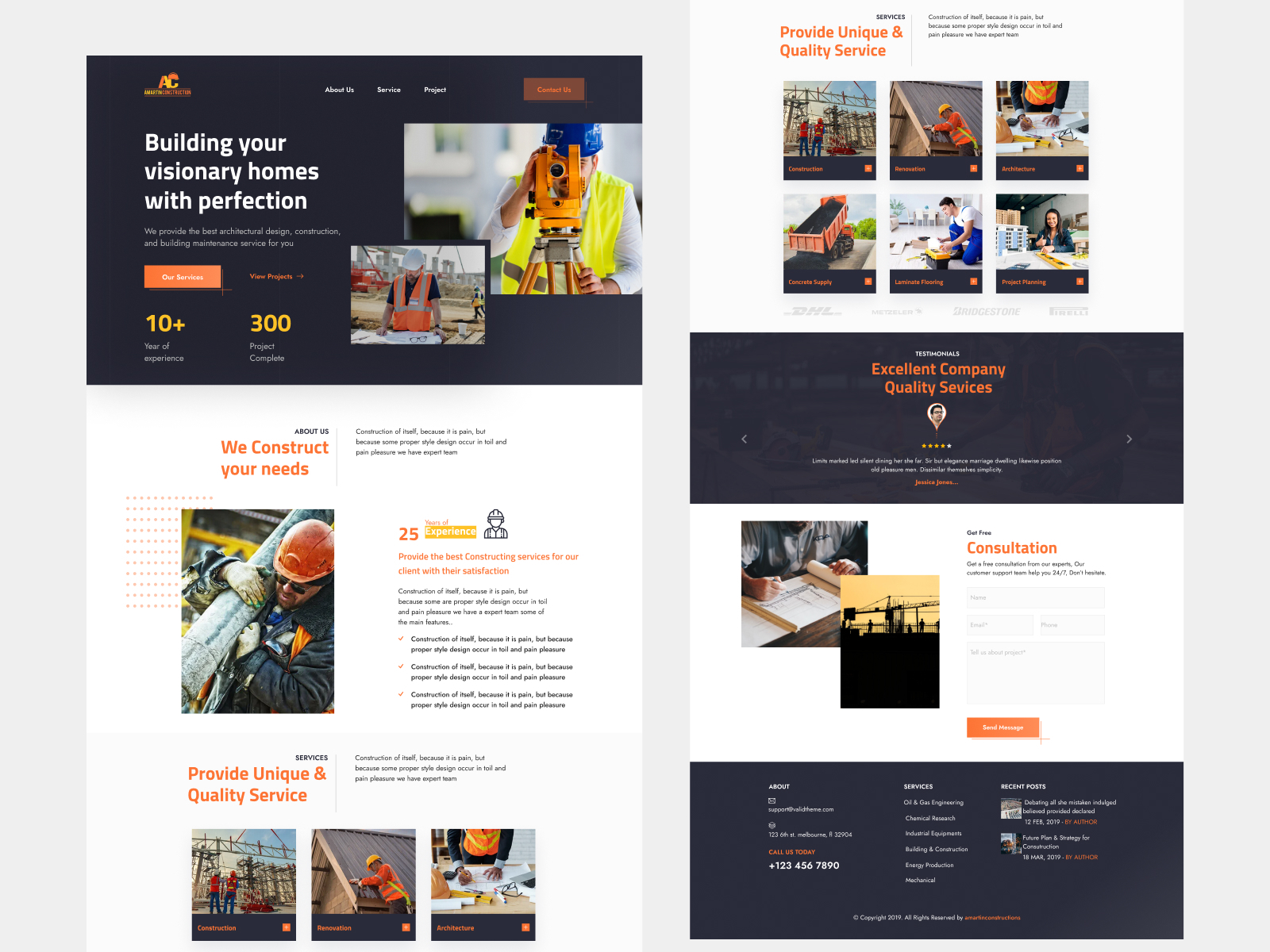 Amartin - Construction Landing Page by Ali Maqbool on Dribbble