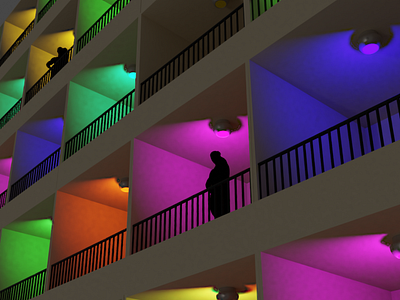Balconies Now in Technicolor 3d graphic design