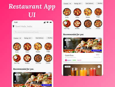 Restaurant App UI Design app design flutter mobile app design mobileapp ui restaurant app design restaurant app ui design