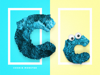 C is for Cookies design fur furry fuzzy photoshop sesame street texture typography