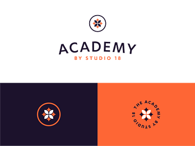 The Academy by studio 18 branding flower icon logo logo design logodesign type