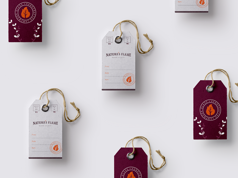 Necklace and bracelet hang tags hangtag print price tag tag logo flame nature