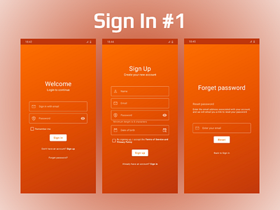 Sign In/Sign Up Material Design Template android android ui app forget password login material design material design ui mobile registration reveal sign in sign up template ux